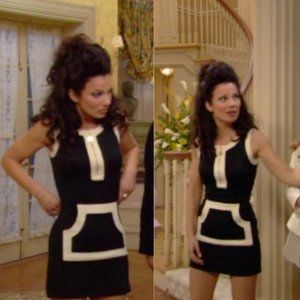 Vintage 1990s Moschino Jeans Black & Off-White Dress Size 8